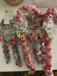 7 Jingle Bell Candy Canes Red/Green Wrapped