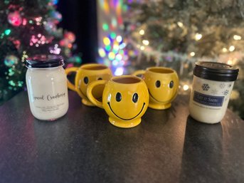 McCoy Happy Face Mugs And Holiday Scented Candles