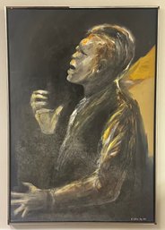 Original Painting On Canvas By A. Weber,  Jazz Singer 1968