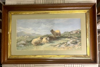 19th Century (1865) Signed Antique TF Wainewright  Painting Of Sheep In The Meadow