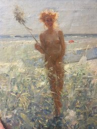 Vintage Signed Painting By George Passantino  Nude At The Beach