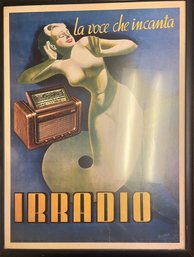 Large Framed Vintage Italian Poster - Irradio - Milan 1939