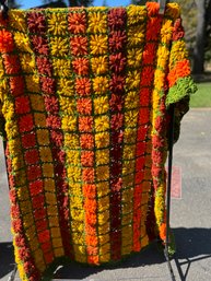 *Second Chance: XL Hand Knit Quilt In Fall Colors 73 X 54