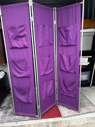 Room Divider - Purple Canvas With Pockets