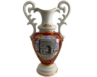 Vintage Limoges Paris L'Arc De Triomphe Porcelain Vase