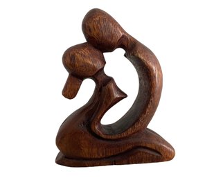 Wooden Hand Carved 'Lovers' Sculpture