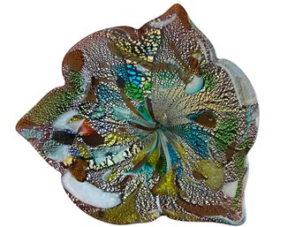 Fantastic Vintage Hand Blown Murano Glass Multicolor Ashtray Or Bowl