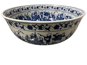 Large Cobalt And White Oriental Porcelain Bowl