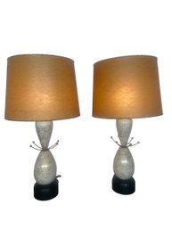 Pair Of Beautiful Mid Century Modern Table Lamps With Stunning Shades