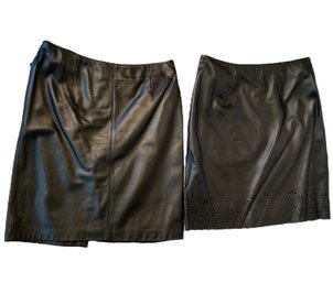 Two Lord & Taylor Black Leather Skirts