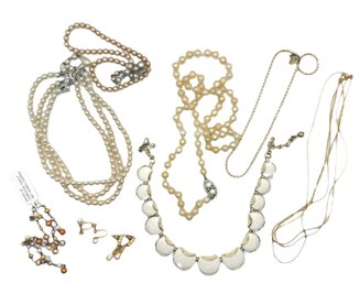 Vintage Pearls And Gold Tone Collection - Includes Castle Cliff And 12K GF - 9 Pieces