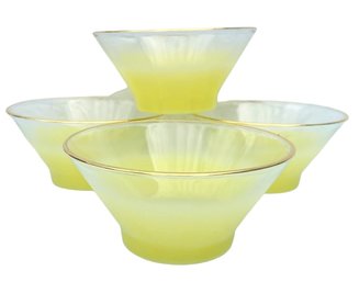 Four MCM Blendo Bowls Glass Bowls With Gold Rim