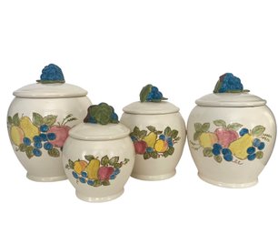 Mid Century Metlox 'Poppytrail Fruit' Traditional Kitchen Canisters Set