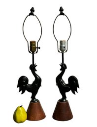 Whimsical Mid Century Rooster Lamps