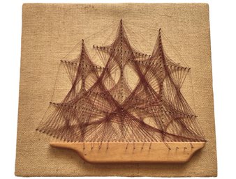 Mid Century Nautical String Art Sailing Ship