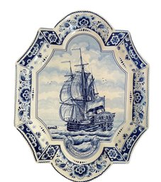 Vintage Delfts Handwerk 'Groenlandsvaarder' Clipper Ship Plate