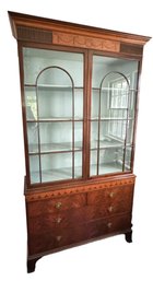 Small Antique China Cabinet With Burlwood Veneers