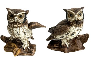 Pair Of Vintage Homco Barn Owl Figurines