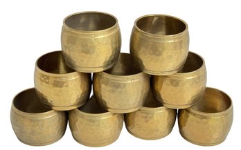 Ten Vintage Hammered Brass Napkin Rings