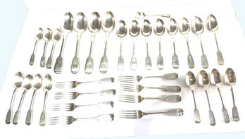 Antique English Sterling Silverware With Monogram 40.37 OZT