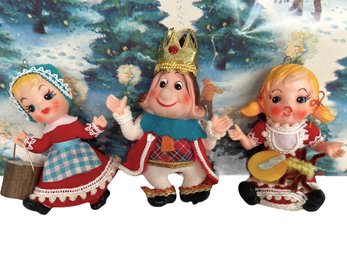 Three 1960s Nursery Rhyme Character Ornaments