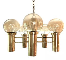 Mid-Century Brass Five Arm Chandelier