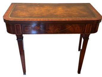 Antique Weiman Leather-Topped Expandable Side Table