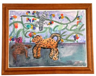 Signed Watercolor 'Impressionist Style' Animals