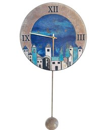 Vintage Enamel Face Wall Clock From Rome