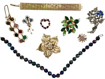 Vintage Bright And Shiny Costume Jewelry Collection