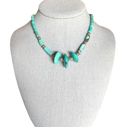 Beautiful Sterling Silver Turquoise Beaded Necklace