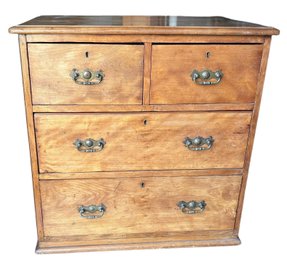 Antique Four Drawer Chestnut ? Low Chest