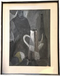 Signed Original Abstract Still Life In Grey Tones