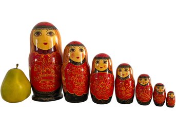 Set Of Seven Vintage Russian Nesting Dolls