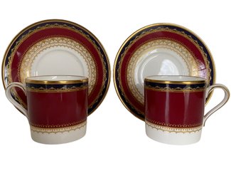 A Pair Of Vintage Noritake 'Malekah' Bone China Demitasse Cups And Saucers