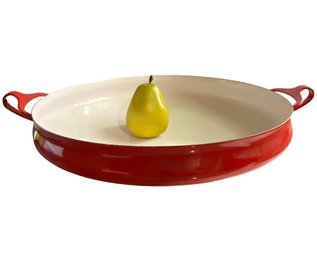 Vintage Dansk Kobenstyle Red Enamel Large Paella Pan