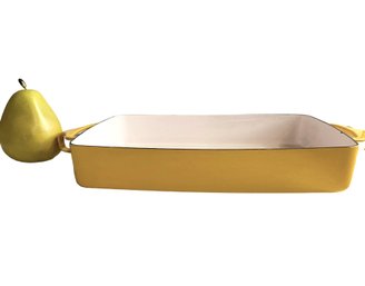 Medium Vintage Dansk Kobenstyle Yellow Enamel Rectangular Roasting Pan