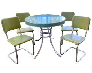 1950s MCM Formica Cracked Ice Green Dinette