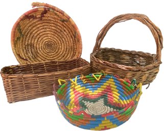 Four Vintage Baskets Purchased In Israel