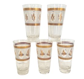 MCM 1950s Brockway Glass Co. Golden Wheat Frosted Cocktail Tumblers