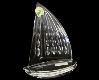 Vintage Waterford Crystal Glass Sailboat Paperweight