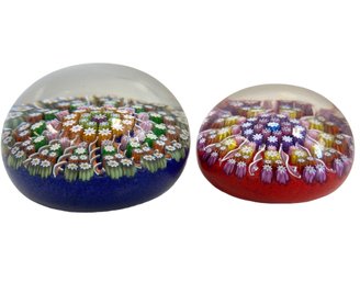 Two Vintage Perthshire Millefiori Art Glass Paperweights