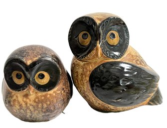 Mid Century Otagiri Stoneware Owl Figurines