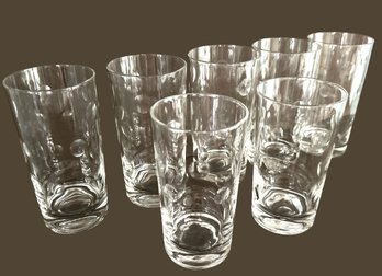 Seven Mid Century Clear Dot Highball Glasses