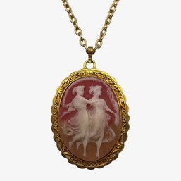 Vintage Cameo Necklace With Two Dancing Women