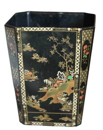 Vintage Chinoiserie Metal Waste Basket