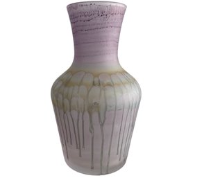 Vintage Al Rama Israeli Hand Painted Art Glass Vase