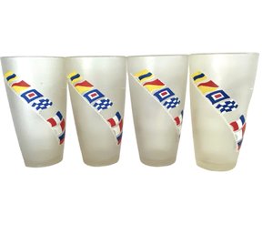 Four Plastic Sailboat Flag Tumblers By Stotter Inc.