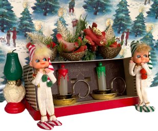 1960s Bedtime Christmas Elves, Candle Stick S&P Shakers & More Christmas Decor