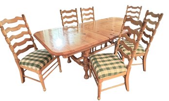 Vintage French Country Pine Dining Table And Chairs